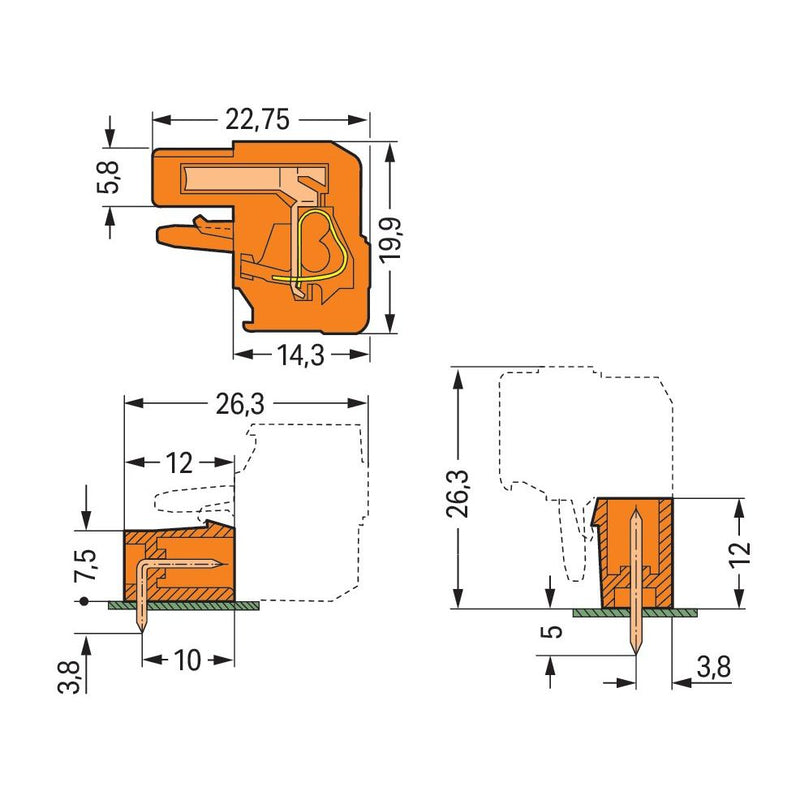 WAGO - Kabelsteckverbinder für Leiterplattensteckverbinder Federleiste 232-424/026-000 gew.,24p, 5,08mm − 10 Stück