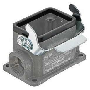 Harting - Gehäuse für Rechtecksteckverbinder Sockelgehäuse, Baugröße: 6 09300061291ML B niedrige Bauform