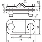 DEHN - Trennklemme für Blitzschutz UNI-Trennklemme NIRO UTK 8.10 FL30 ZP V2A m.Pla. f.Rd8-10/Fl30