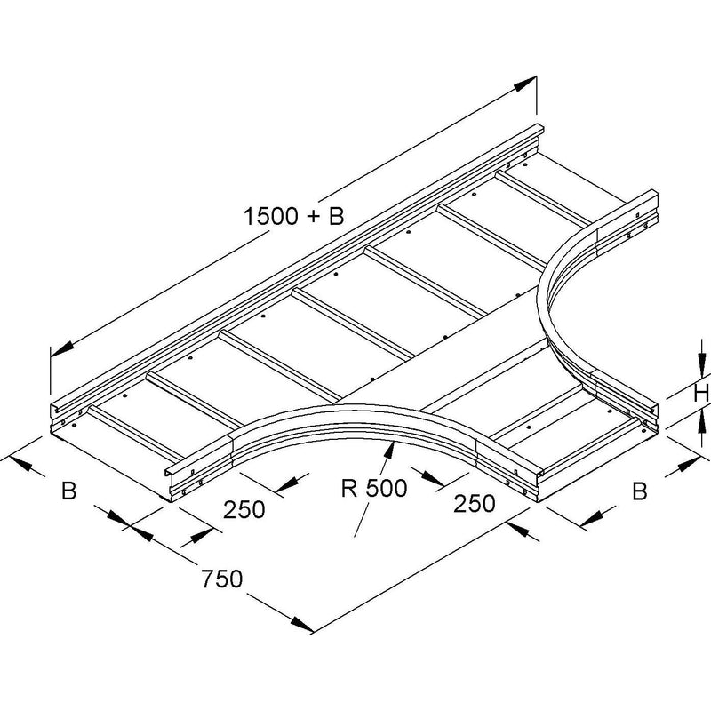 Niedax - T-Stück für Kabelrinne T-Stück WRTR 105.300 105x300mm