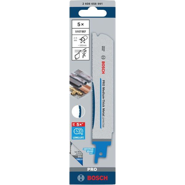 Bosch - Säbelsägeblatt PRO Medium-Thick Metal 2608658991VE(5) precise S937BEF − 5 Packung