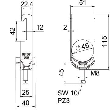 OBO Bettermann - Bügelschelle BS-W1-K-46 ALU 40-46mm − 50 Stück