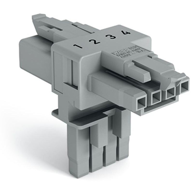 WAGO - Kompaktverteiler für steckbare Gebäudeinstallation T-Verteiler 4-polig 890-1631 Kod. B,grau − 25 Stück