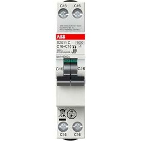 ABB Stotz S&J - Leitungsschutzschalter Sicherungsautomat S2011C-C2 6kA 2A 1P+1P 1M