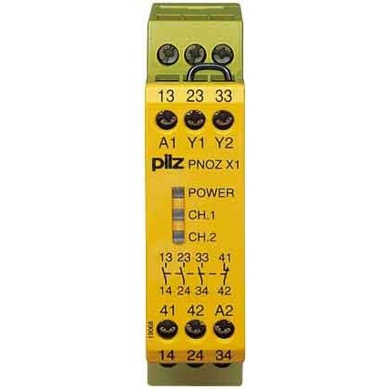Pilz - Gerät zur Überwachung von sicherheitsgerichteten Stromkreisen Not-Aus-Schaltgerät PNOZ X1 #774300 24VAC/DC 3n/o 1n/c