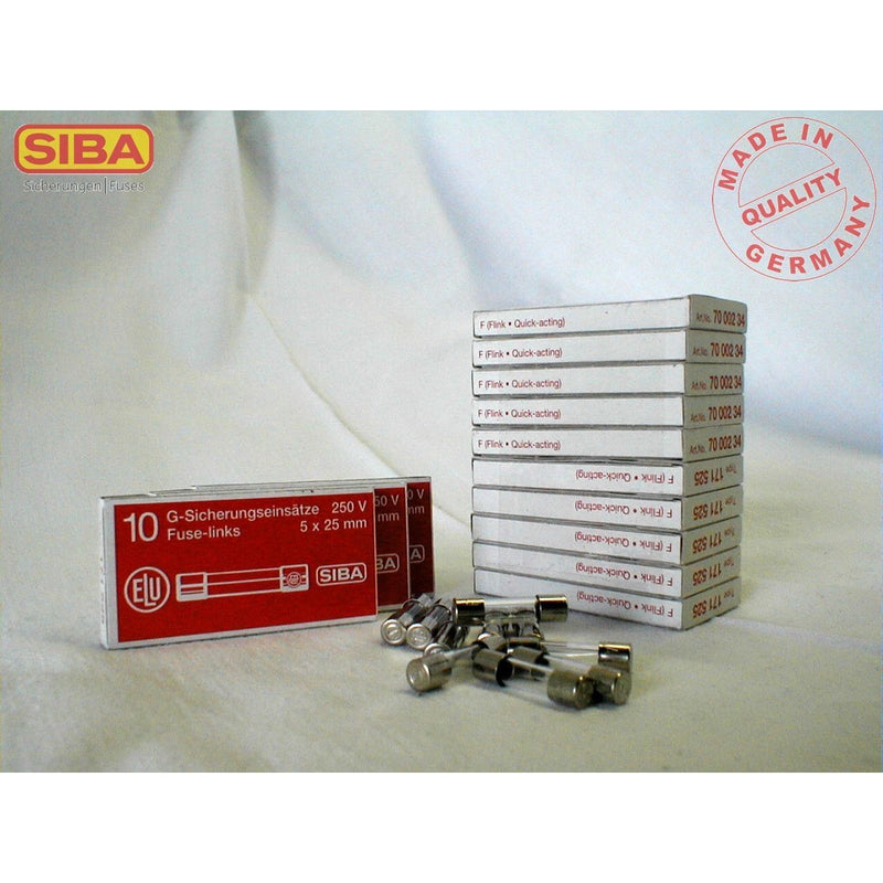 Siba - Zylindrische Sicherung G-Sicherung F 3,15A 171525 5x25 ungenormt − 100 Stück