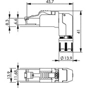 Telegärtner - Modularer Steckverbinder MFP8 PROFINET 100023063 gewinkelt