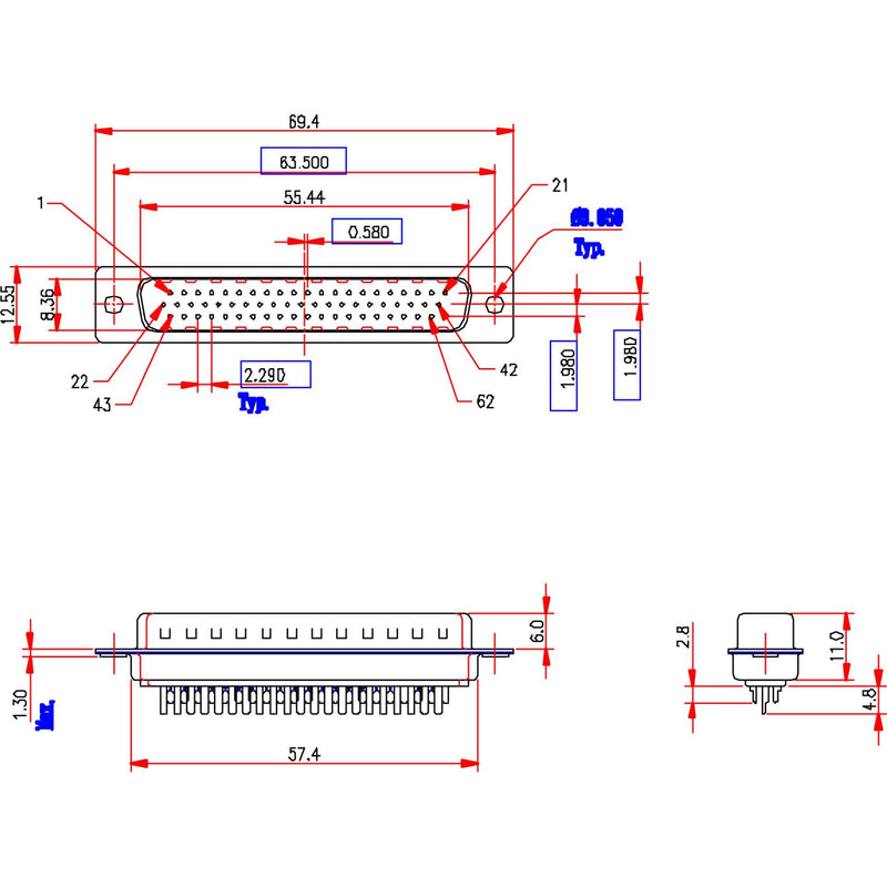 EFB-Elektronik - D-Sub-Steckverbinder D-Sub Lötstecker 34506.1 E-HDS 62 LL/Z