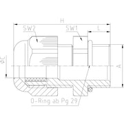 Jacob - Kabelverschraubung 50036/7035/18 Pg36 lgr − 10 Stück