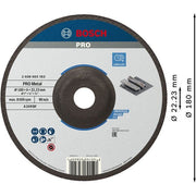 Bosch - Trenn-/Schleifscheibe PRO Metal Schleifscheibe, 2608603183 180 x 6 x 22.23 mm