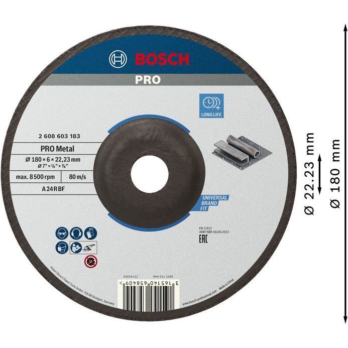 Bosch - Trenn-/Schleifscheibe PRO Metal Schleifscheibe, 2608603183 180 x 6 x 22.23 mm