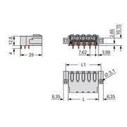 WAGO - Leiterplattensteckverbinder THT-Stiftleiste 831-3629/108-000 abgewinkelt,lgr − 12 Stück