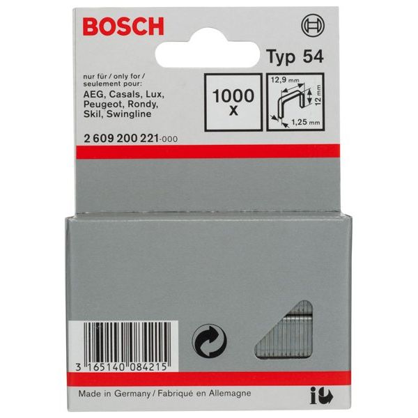 Bosch - Heftklammer Flachdrahtklammer Typ 54, 2609200221 12,9 x 1,25 x 12 mm