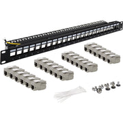 Televes - Abdeckung/Blende/Beschriftungsleiste (Schaltschrank) 19" Frontblende UFBCAT6AB-S 1HE incl. 24xCAT6AB- − 1 Stück