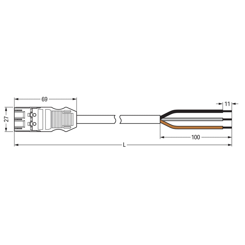 WAGO - Konfektionierte Leitung für steckbare Gebäudeinstallation konfekt. Anschlussleitung 771-9273/216-505 B2ca,Stecker
