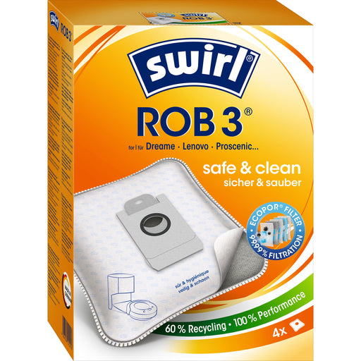 Swirl - Zubehör/Ersatzteile für Bodenpflege Staubbeutel ROB 3 EcoPor VE4 für Dreame,Eufy,etc. − 3 Stück