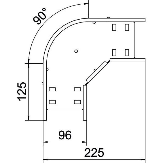OBO Bettermann - Bogen für Kabelrinne Bogen 90 Grad RB 90 110 FS 110x100 bandverzinkt
