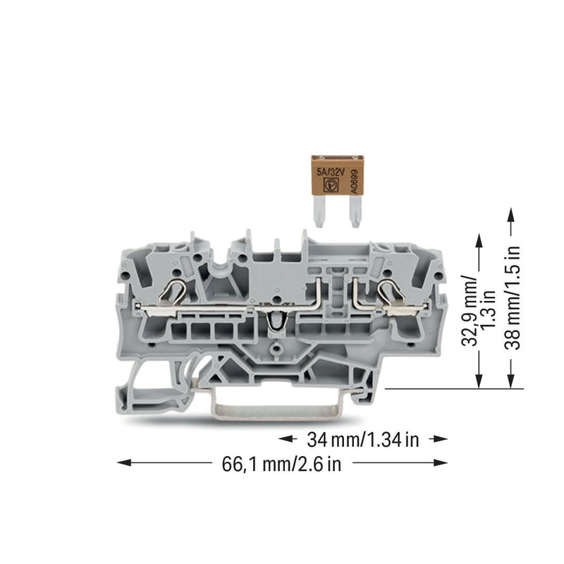 WAGO - Sicherungs-Reihenklemme Sicherungsklemme 2002-1681 2-Leiter − 50 Stück