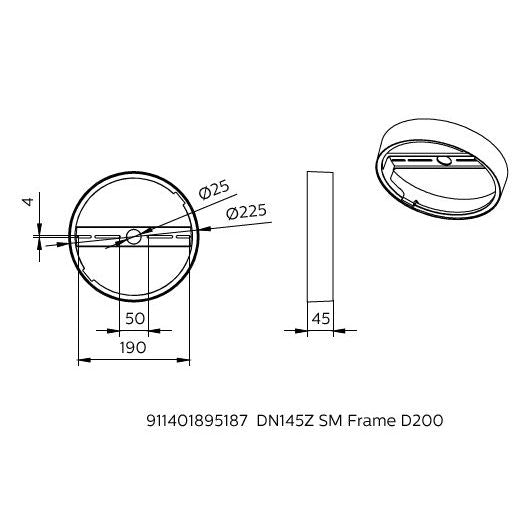 Philips Lighting - Mechanisches Zubehör/Ersatzteile für Leuchten Rahmen DN145ZFrame#31704999 D 200mm