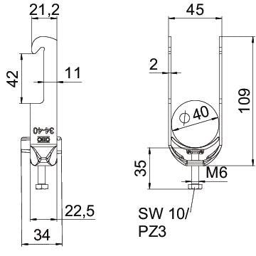 OBO Bettermann - Bügelschelle BS-W1-K-40 FT 34-40mm