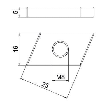 OBO Bettermann - Gleitmutter ACMSN M8 ZL M8, für Profilsch. − 100 Stück