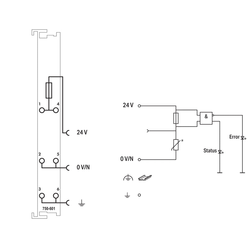WAGO - Feldbus, Dez. Peripherie - Einspeise- und Segmentmodul Potentialeinspeisung 750-601 DC24V m.Sicherungsh