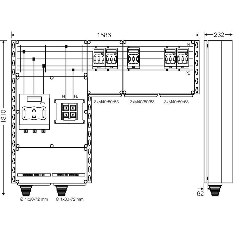 Hensel - Sicherungslasttrennschalter mit Gehäuse PV-Wechselrichter-Sammler Mi PV 7357 350kVA, 3-phasig