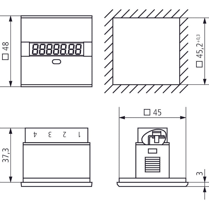 Theben - Betriebsstundenzähler Betriebsstundenzähler BZ 147 45x45mm  − 1 Stück
