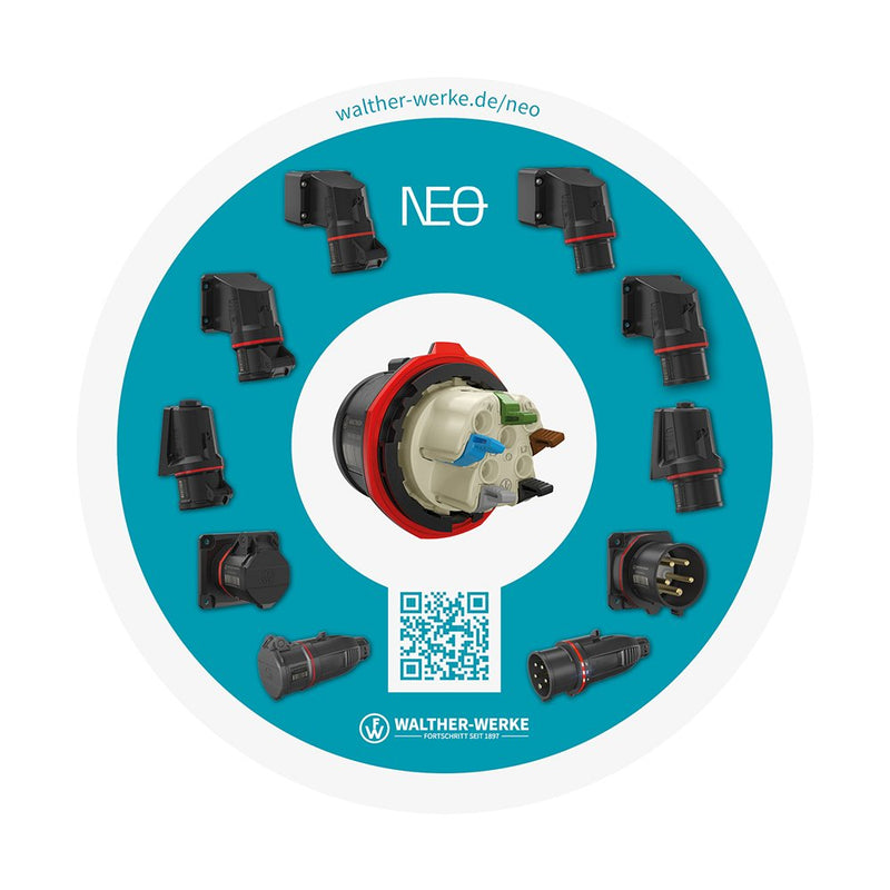 Walther Werke - CEE-Gerätestecker (IEC 60309) CEE NEO Wandgerätestecker FW734407CC schräg 32A 4P 7h