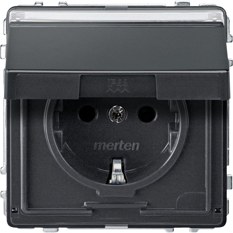 Merten - Steckdose SCHUKO-Steckdose anth MEG2312-7214 Klappd.Schriftfeld