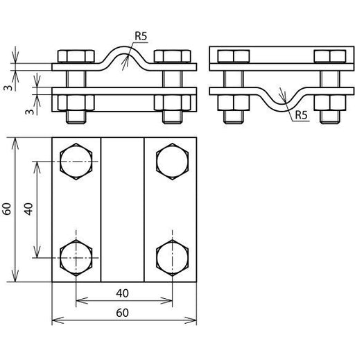 DEHN - Verbinder für Blitzschutz Kreuzstück NIRO (V4A) KS 8.10 8.10 FL30V4A f.2x Rd 8-10mm