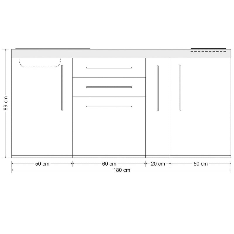 Stengel - Mini-Küche Miniküche Premiumline MPMM180AKSGKFreBl2Sn Mokka metallic