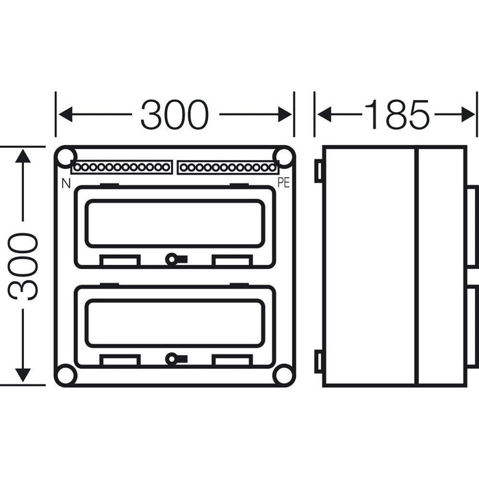 Hensel - Installationskleinverteiler Automatengehäuse Mi 1222 24TE m.2Klappdeckeln − 1 Stück
