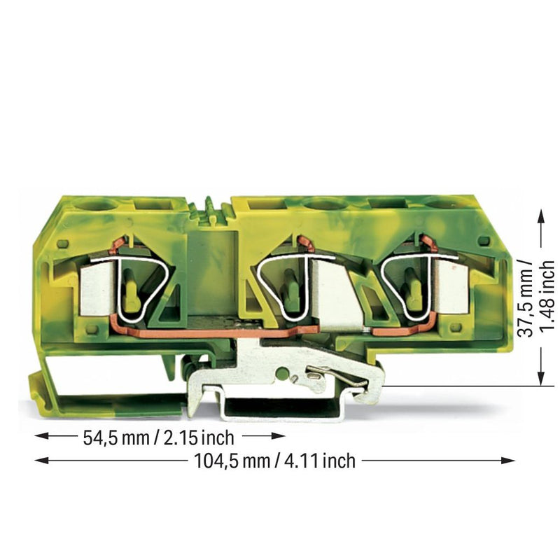 WAGO - Schutzleiter-Reihenklemme 3-Leiter-Schutzleiterklem. 283-677/999-950 Ex e II geeignet − 20 Stück