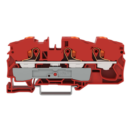 WAGO - Durchgangs-Reihenklemme 3-Leiter-Durchgangsklemme 2216-1303 Drücker,16 mm²,rot − 20 Stück