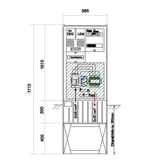 GSAB Elektrotechnik - Anschlussschrank Anschlußsäule bis 45kW 58S1700-AR01-45kW 1710x580x280mm