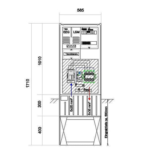 GSAB Elektrotechnik - Anschlussschrank Anschlußsäule bis 45kW 58S1700-AR01-45kW 1710x580x280mm