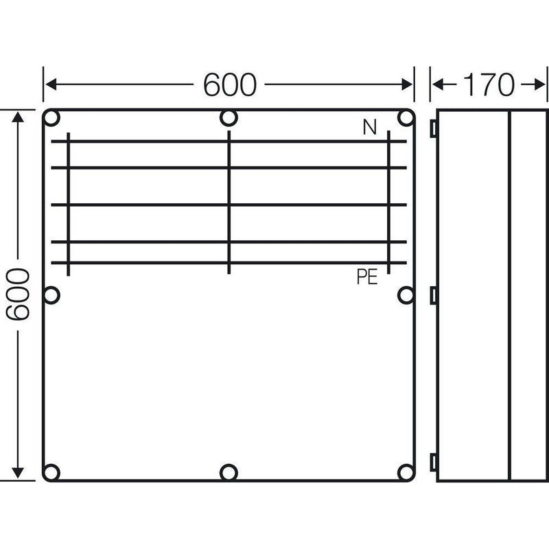 Hensel - Sammelschienengehäuse Mi-Sammelschienengehäuse Mi 6852 600x600mm 250A 5pol.