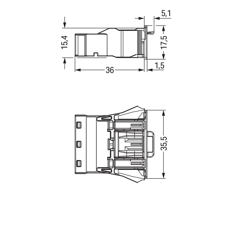 WAGO - Geräteanschluss für steckbare Gebäudeinstallation Steckerteil 770-713 2x0,5-4mmq schwarz − 100 Stück