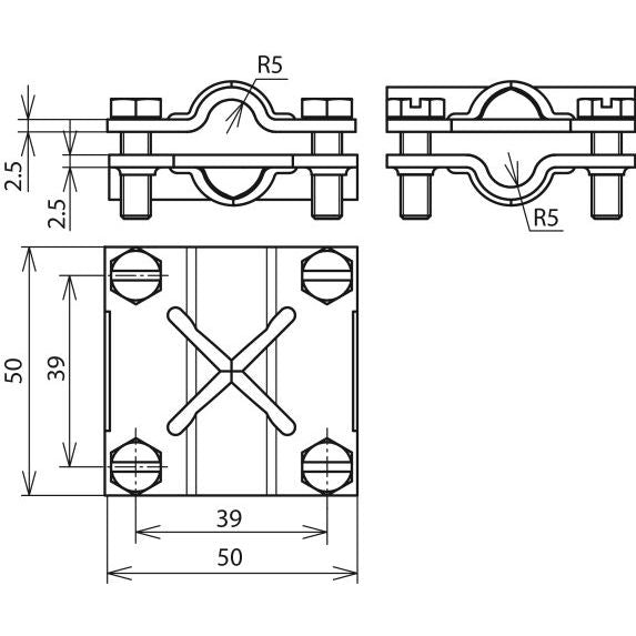 DEHN - Verbinder für Blitzschutz Kreuzstück Cu KS8.108.10FL30OVCU f.Rd 8-10/8-10mm