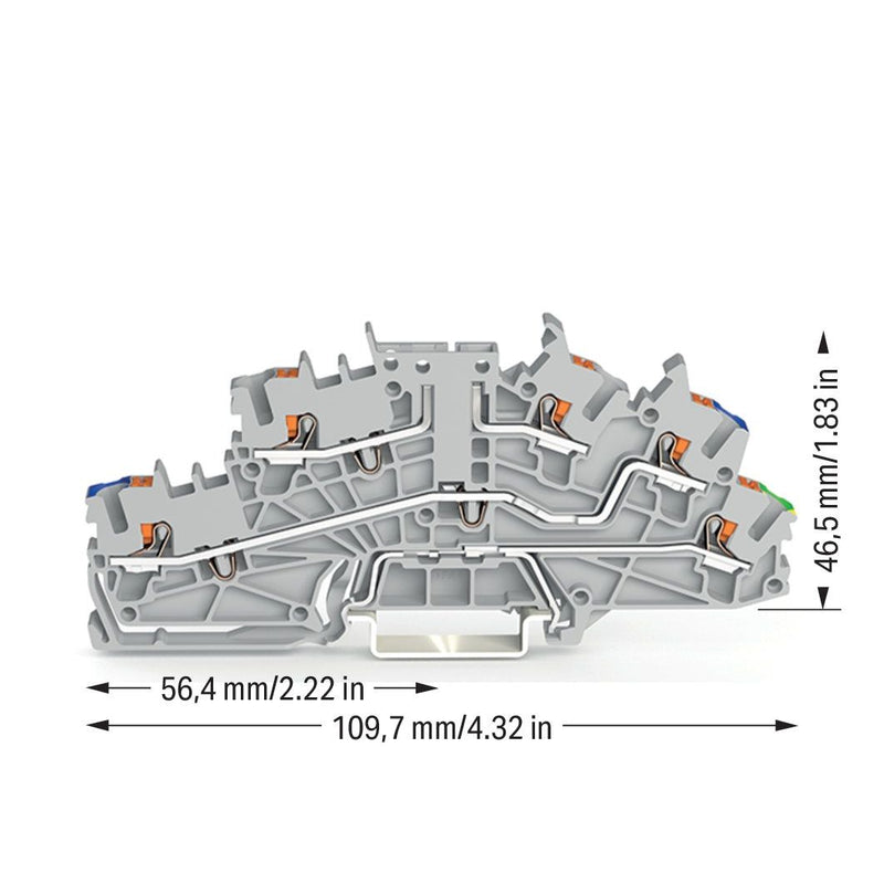 WAGO - Installations-Etagenklemme Installationsetagenklemme 2203-6661 2,5 mm² mit Drücker − 50 Stück