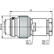 Telegärtner - Koax-Steckverbinder TNC Kabelstecker 100023816 löt/schr RG59 75Ohm