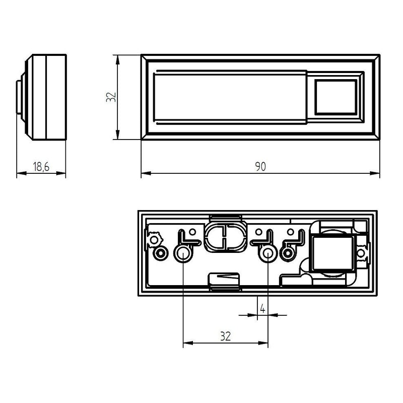 Grothe - Klingeldrücker Klingeltaster AP 1fach ETA 2122 32x90x18mm,ws,o.bel