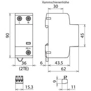 DEHN - Kombi-Ableiter für Energietechnik Anwendungsoptim.Kombi-Abl. DSH B TN 255 FM TN-System