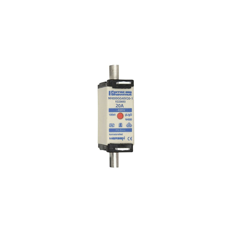 Mersen - Messersicherung Sicherungseinsatz NH gG NH000GG40V20-1 Gr.000 20A SGL KM − 9 Stück