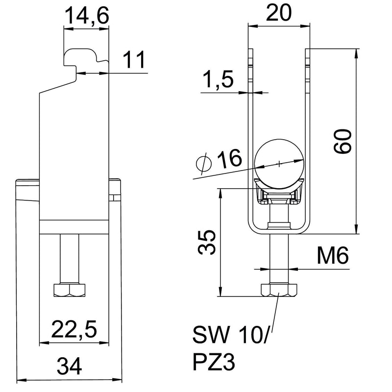 OBO Bettermann - Bügelschelle BS-N2-K-16 FT 2-fach − 50 Stück