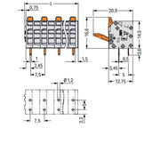 WAGO GmbH & Co. KG - Leiterplattenklemme Leiterplattenklemme 2601-3309 1,5mm²,gr − 30 Stück