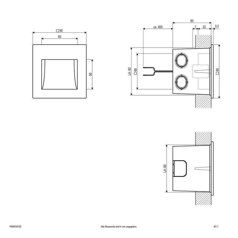 EVN Lichttechnik - Decken-/Wandleuchte Wandeinbauleuchte P654030102 ws 3000K 350mA IP65