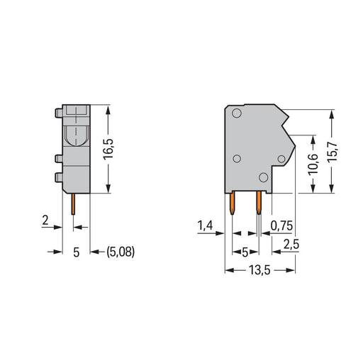 WAGO - Leiterplattenklemme Anreihbare Leiterplattenk. 254-849 2,5mm² − 100 Stück