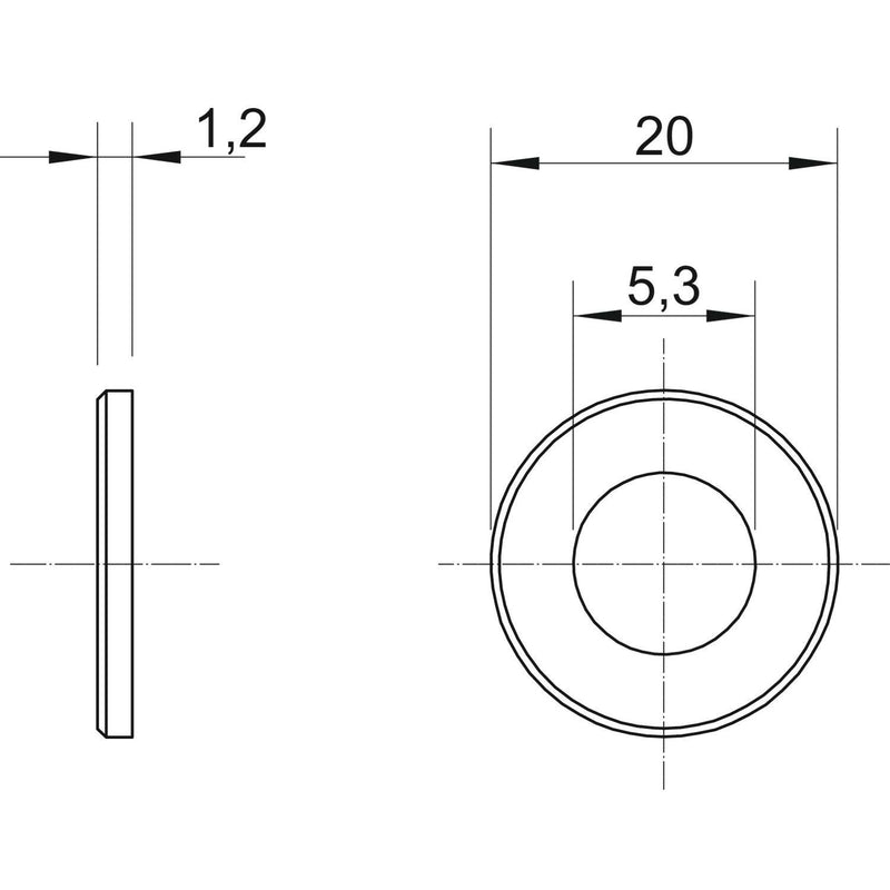 OBO Bettermann - Unterlegscheibe Großflächenscheibe WS M5 G20 G M5,d:20mm, St, G − 100 Stück